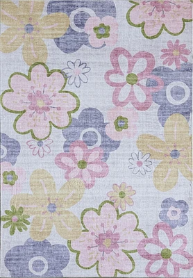 Rug Branch Soft Steps Playtime Fun Floral Soft Area Rug, Pink Purple - Boys & Girls in Playroom, Nursery, Bedroom