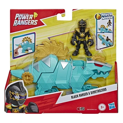 Playskool Heroes Power Rangers figurines de 7,5 cm Ranger noir et Dimetrozord