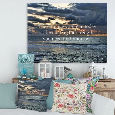 Designart Océan et citation inspirante Art mural sur toile