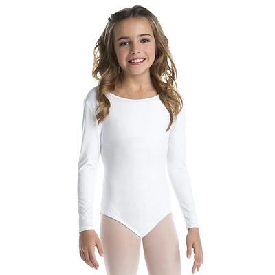 Girls' White Long-sleeved Leotard Small/Medium