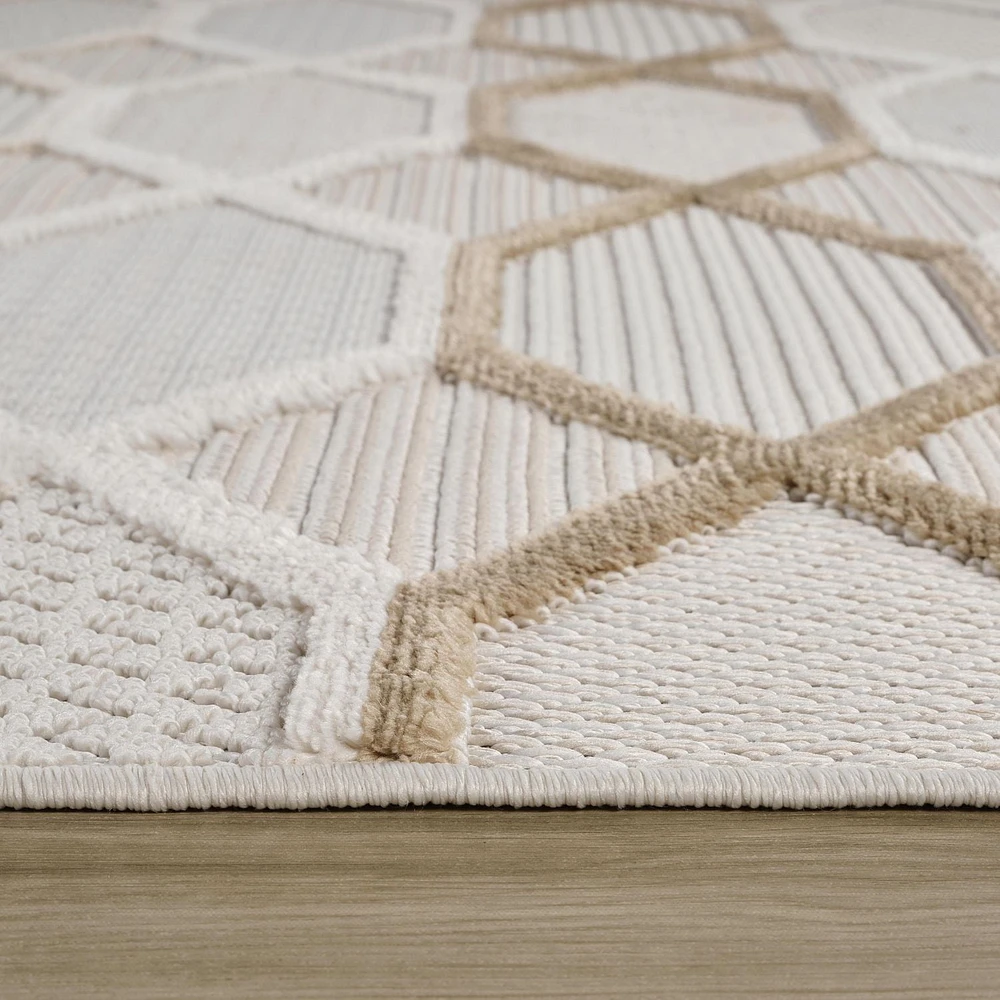 Rug Branch Maison Geometric Indoor Area Rug, Cream Beige, Modern - Living Room, Bedroom, Dining Room, and Kitchen<br>