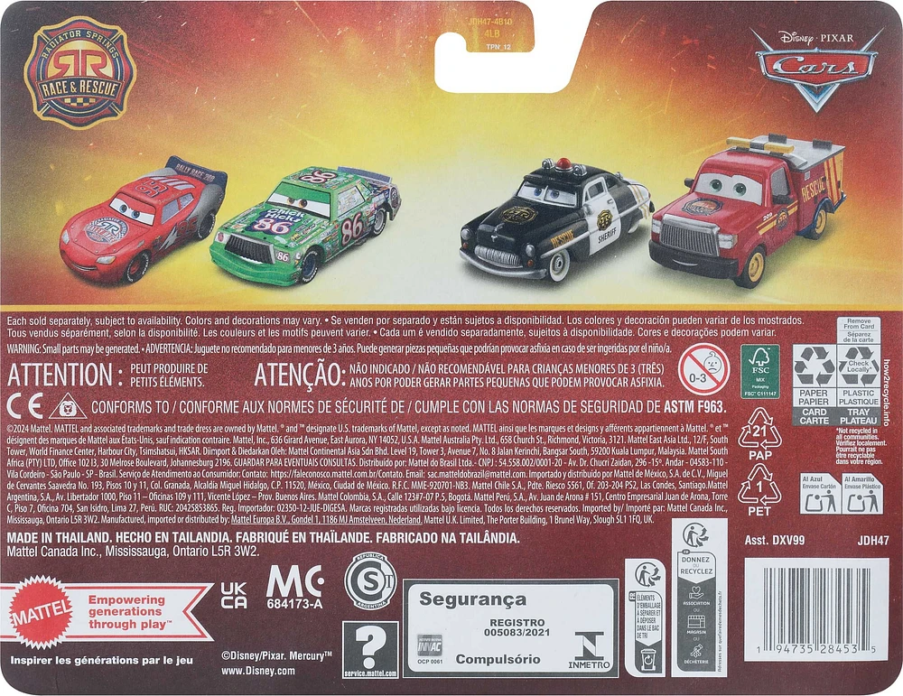 Disney and Pixar Cars Radiator Springs Rally Race 200 Lightning McQueen & Chick Hicks 2-Pack, Set of 2 1:55 Scale Die-Cast Toy Vehicles