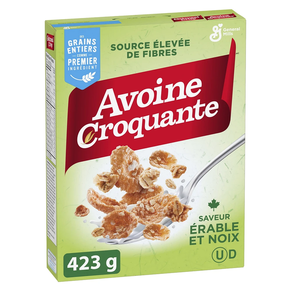 Avoine Croquante Saveur Erable et Noix,Céréales Pour le Petit-Déjeuner Riche en Fibres, Grains Entiers, 423 g 423g