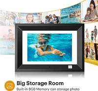 KODAK WiFi Digital Picture Frame, 10.1 Inch 1280 * 800 Resolution Touch Screen with 16GB Storage,Effortless to Set up,Share Video and Photos via E-Mail or App-Gift for Friends and Family(Grey Wood)