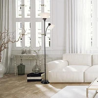 Lampe torchère sur pied en métal de collection Delilah par Globe Electric de 72 po + lumière de lecture ajustable en blanc mat