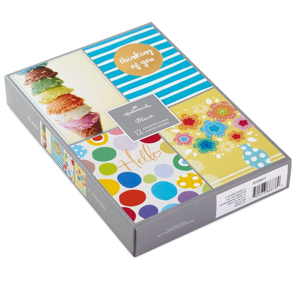 Assortiment de cartes de souhaits Hallmark – Motifs amusants (12 cartes sans texte et enveloppes)