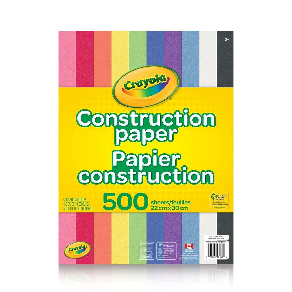 Papier construction Crayola, 500 feuilles 500 feuilles de papier