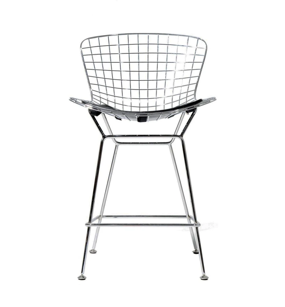 Plata Import Silver Metal Stool With Cushion Seat