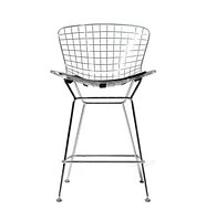 Plata Import Silver Metal Stool With Cushion Seat