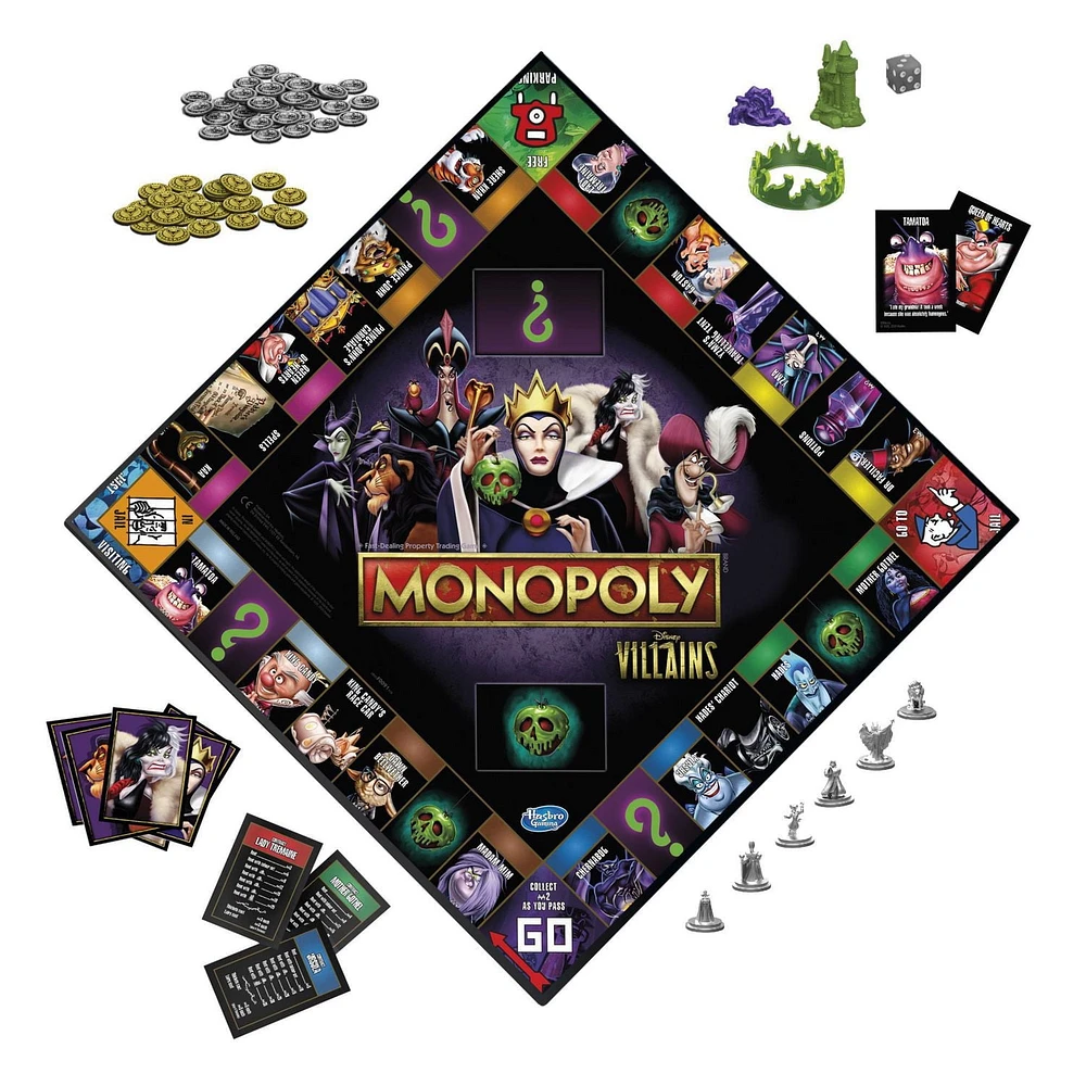 Monopoly : édition Disney Villains, jeu de plateau pour enfants, pour jouer avec les méchants de Disney, à partir de 8 ans