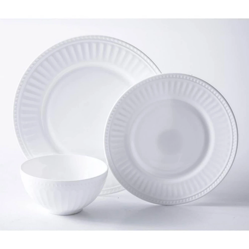 Ultra By Gibson Sawtelle Service de table 12 pièces Blanc Verre trempé opale