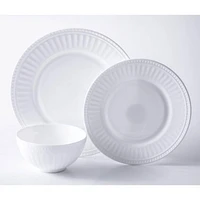 Ultra By Gibson Sawtelle Service de table 12 pièces Blanc Verre trempé opale
