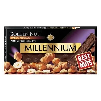 MILLENNIUM Golden Nut dark Chocolate with whole hazelnut, Dark choc. whole hazel. 100g
