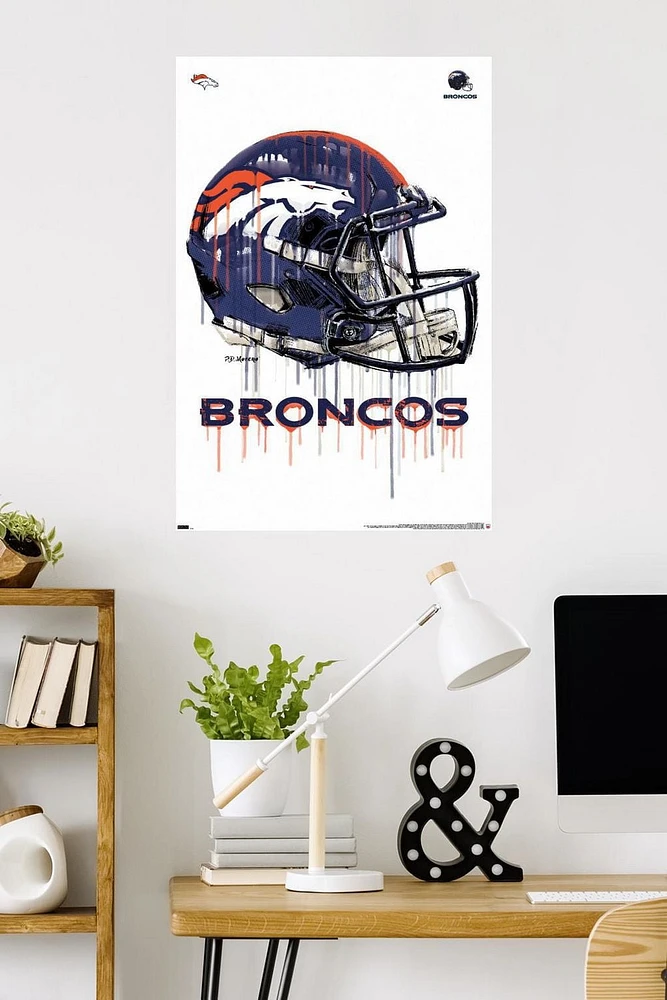 NFL Denver Broncos - Drip Helmet 20 Wall Poster, 22.375" x 34"
