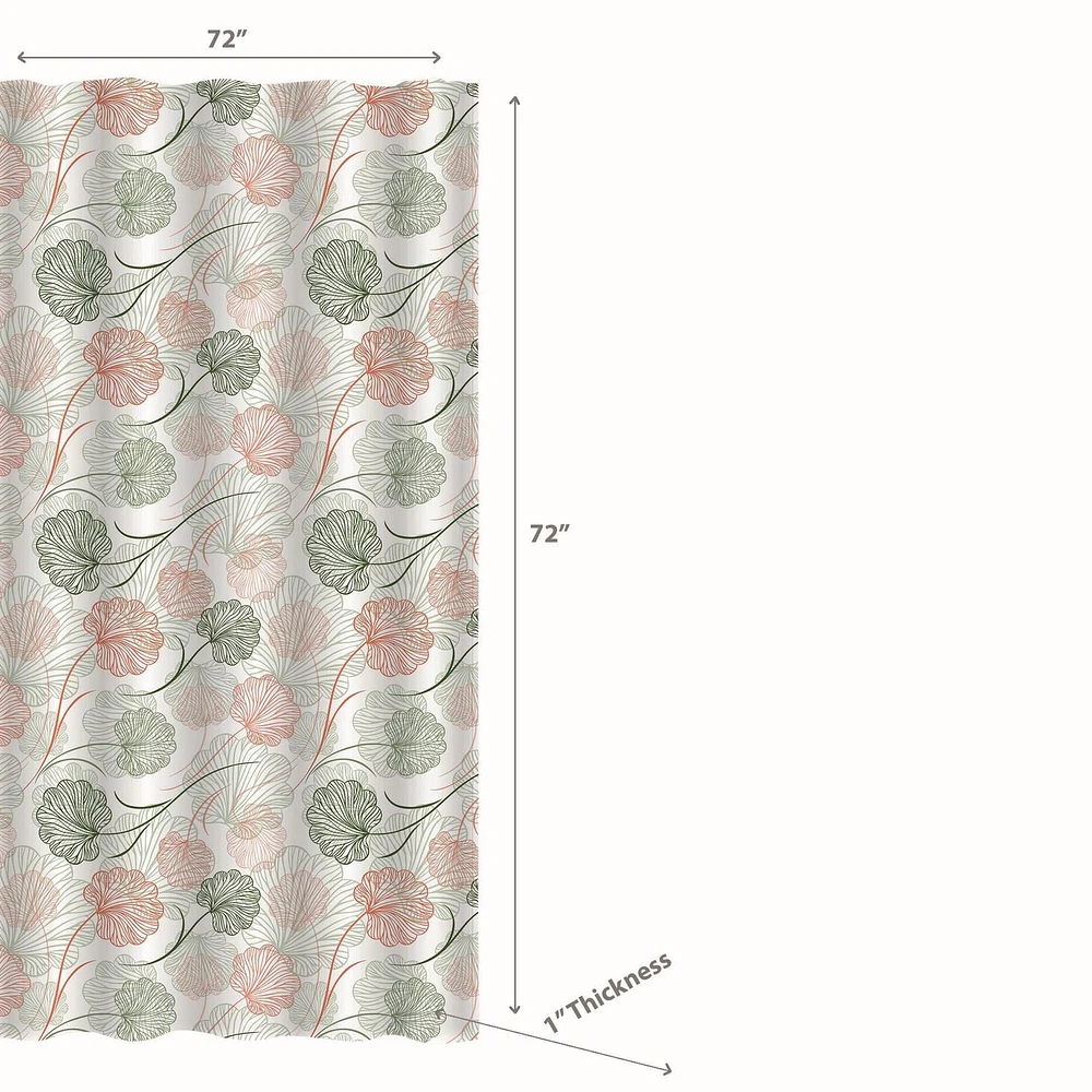 IH Casa Decor Peva Douche Rideau Avec 12 Crochets De Polyresin Floral Vaporeux