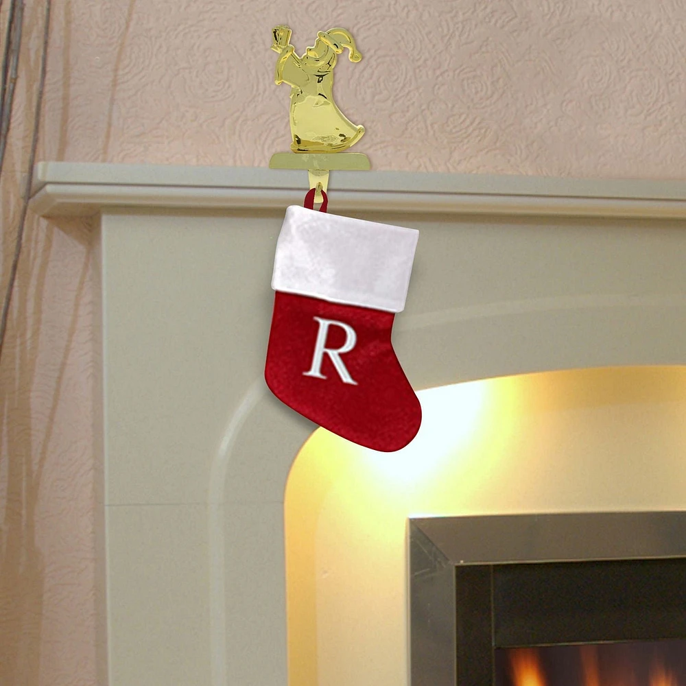 Minibas de Noël Holiday time en velours rouge avec le monogramme "R"