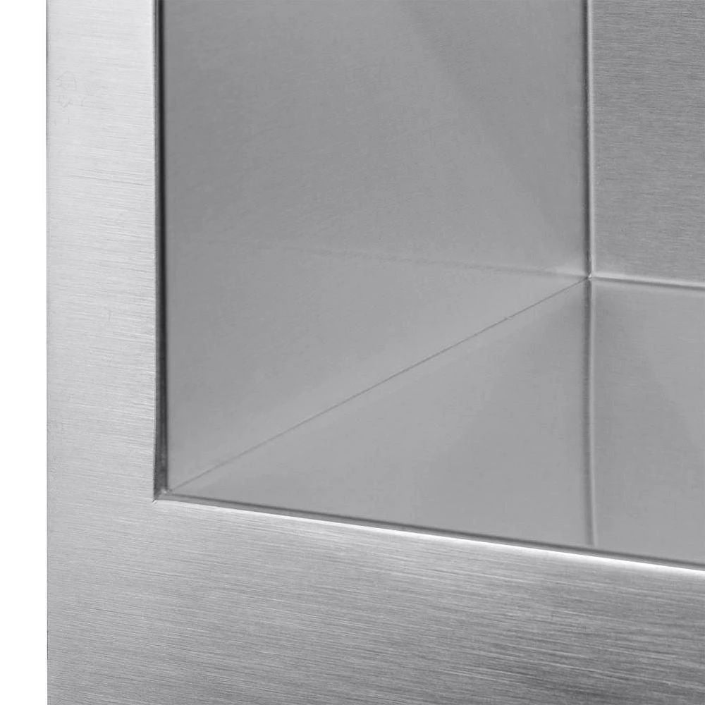 American Imaginations AI- 27 pouces Évier à lessive en nickel brossé approuvé par W CUPC avec finition en nickel brossé et calibre 18