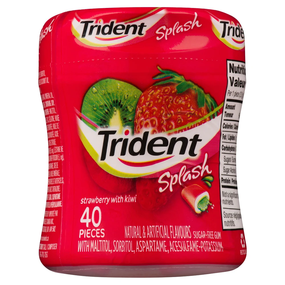 Trident Splash Sugar Free Gum, Strawberry with Lime Flavour, 1 Go-Cup (40 Pieces Total), 40 count