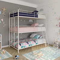 DHP Everleigh Triple Metal Bunk Bed, Twin/Twin/Full, Off White