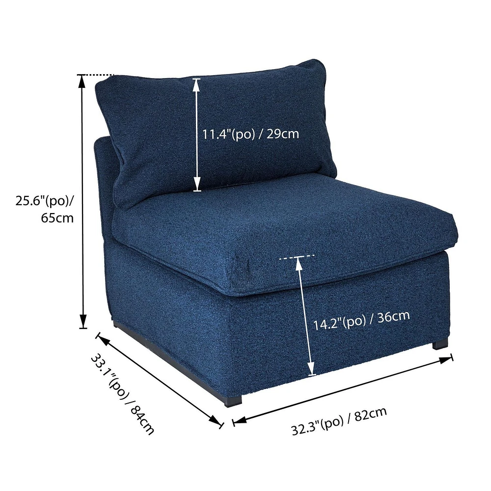 Patioflare Flexiform Modular Set Outdoor Armless Chair, Blue