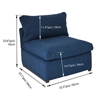 Patioflare Flexiform Modular Set Outdoor Armless Chair, Blue