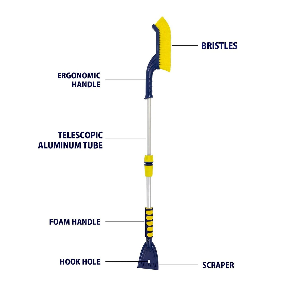 Koolatron Michelin Basic Telescopic Snow Brush, Adjustable Length for Snow/Ice Removal
