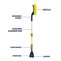 Koolatron Michelin Basic Telescopic Snow Brush, Adjustable Length for Snow/Ice Removal