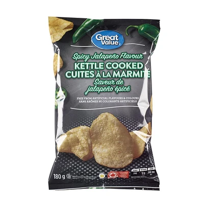 Croustilles de pommes de terre Great Value à saveur de Jalapeño cuites à la marmite 180g