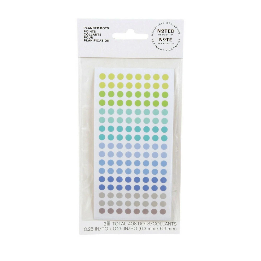 Points collants pour planification Noté par la marque Post-it®, verts et bleus, 0,25 x 0,25 po, 408 points/paquet Points plan. Noté NTD-PD-GB-EF