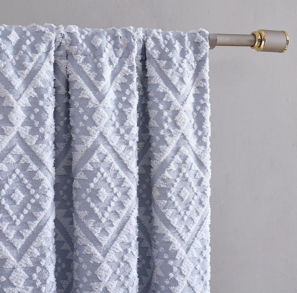 Panneau de fenêtre simple occultant avec passe-tringle à clip Jacquard