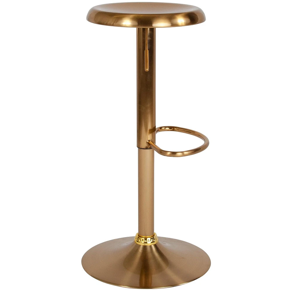 Tabouret de bar à hauteur réglable de la série Madrid au fini doré