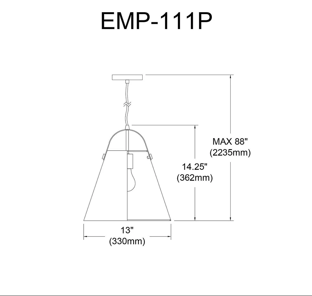 Pendentif Dainolite EMP-111P-797-MB noir mat