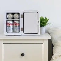 Coors Light Mini Réfrigérateur 6 Canettes, 4.2L, Refroidisseur Personnel pour Aliments, Boissons & Soins de la Peau – Idéal pour Maison, Bureau, Université