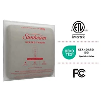 Jeté chauffant Sunbeam en micropeluche à carreaux gris ardoise,  4 réglages de chaleur, arrêt automatique après 4 heures, 127 cm x 152,4 cm (50 po x 60 po)