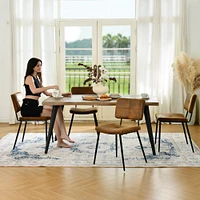 Homy Casa 5-Piece Dining Set, 63-inch Wooden Table with 4 Upholstered Chairs, Modern Dining Room