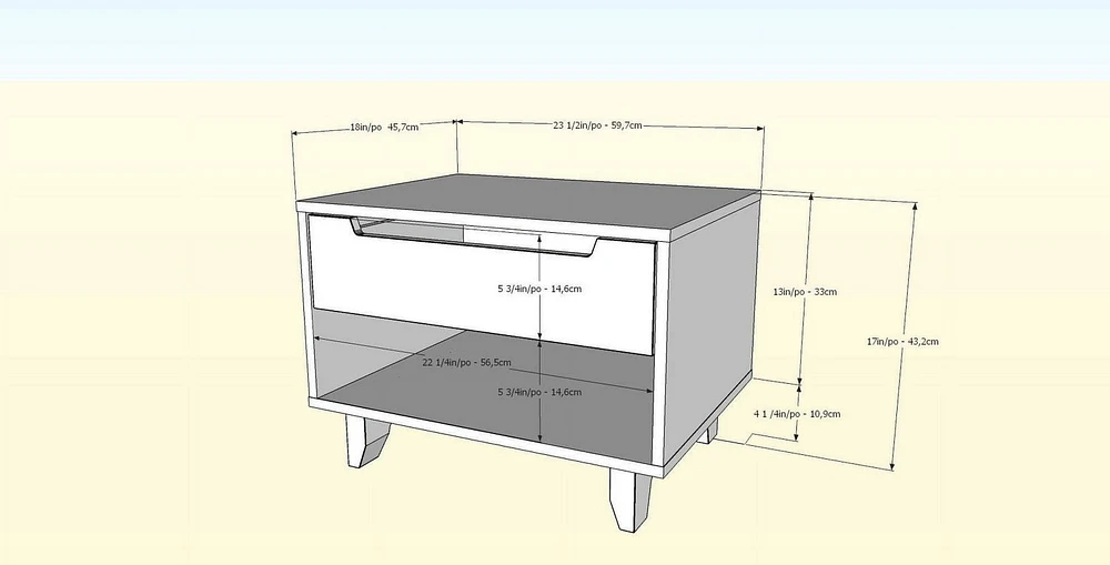 Nordik 1-Drawer Night Stand, White and Natural Maple