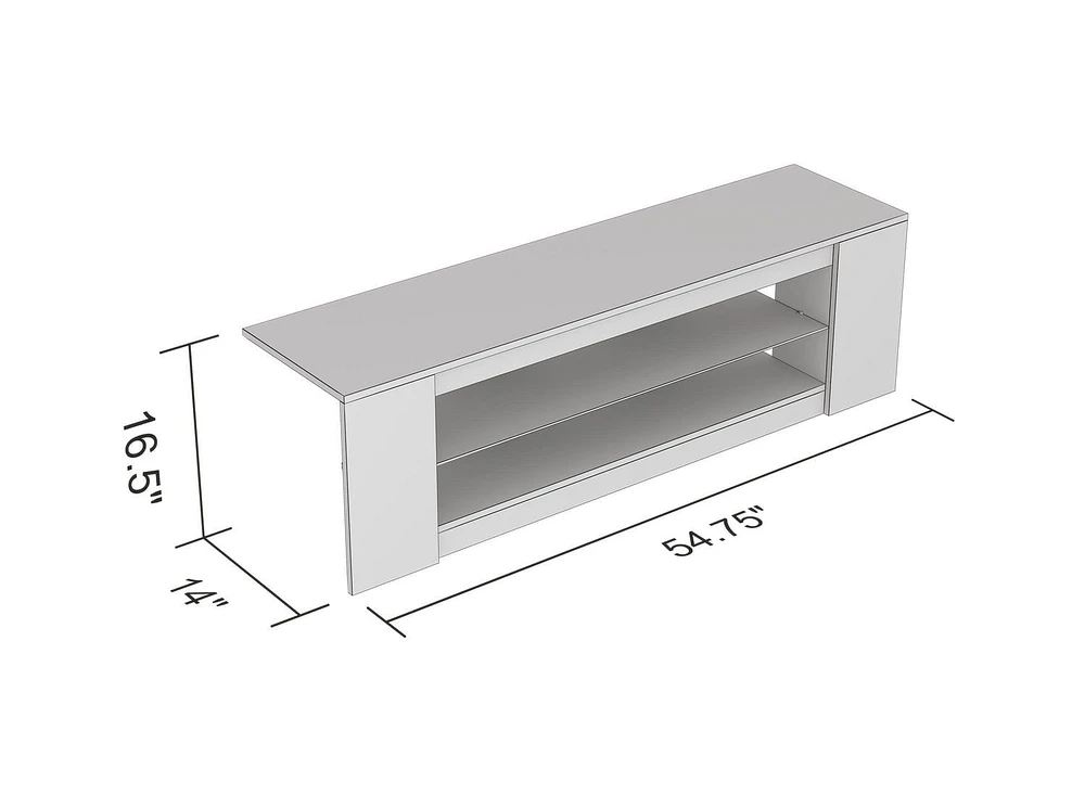 Safdie & Co. Tv Stand 55L Dark Taupe 2 Shelves With Tempered Glass