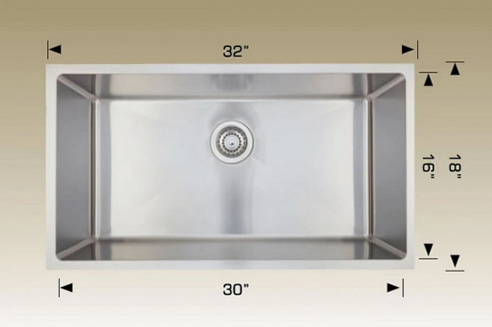 American Imaginations 32 pouces. W Évier de cuisine en acier inoxydable approuvé CSA avec 1 bol et calibre 18AI-34429