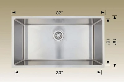American Imaginations 32 pouces. W Évier de cuisine en acier inoxydable approuvé CSA avec 1 bol et calibre 18AI-34429