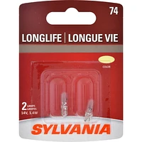 SYLVANIA 74 Long Life Mini Bulbs, Pack of 2, 14V