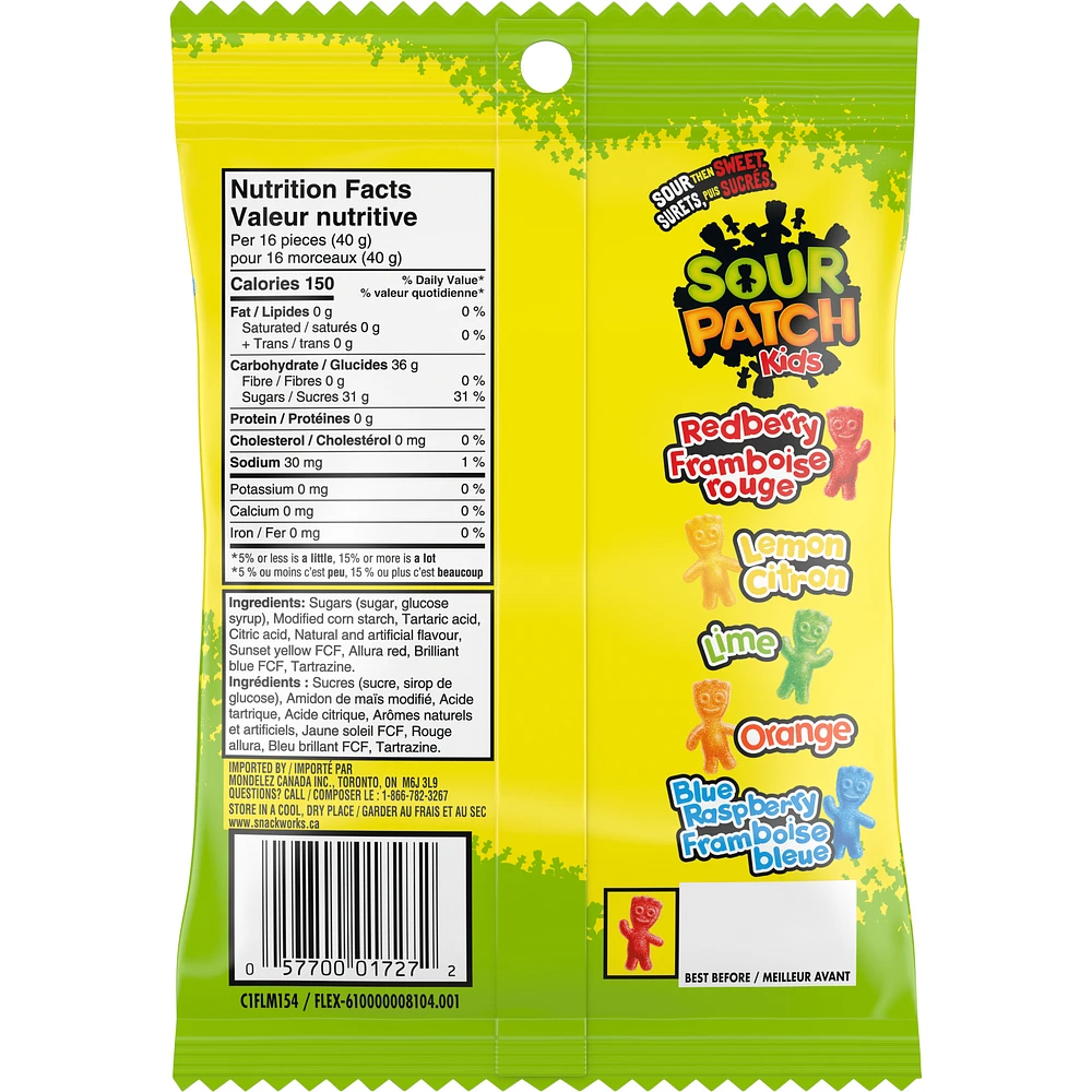 Sour Patch Kids Candy, Sour then Sweet, 150 g