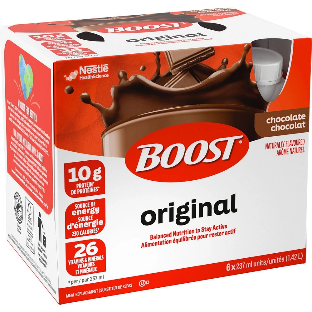 BOOST Original Meal Replacement Drink – Chocolate, 6 x 237 ml, 6 x 237 ML