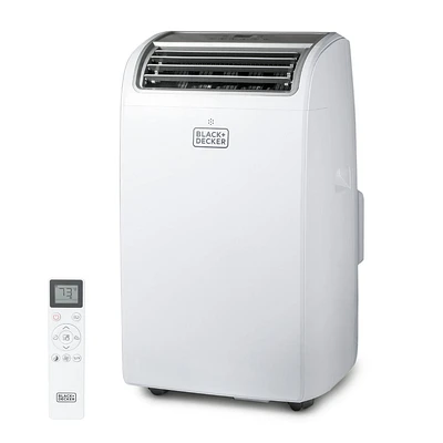 Climatiseur portatif avec chauffage Black + Decker, 8 150 BTU SACC/CEC (12 000 BTU ASHRAE 128) avec chauffage 10 500 BTU pour pièces jusqu'à 550 pi2, blanc