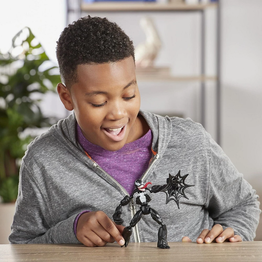 Marvel Spider-Man Bend and Flex Venom Action Figure Toy, 6-Inch Flexible Figure, Includes Web Accessory, For Kids Ages 6 And Up