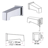 Valve thermostatique carrée 3 fonctions, Douchette magnétique, bec de bain ou simultanément, fini chrome