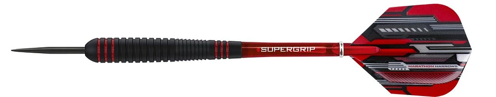 Harrows Ace Rubber Grip Darts - Includes Three Steel-Tip Solid-Brass Darts, Three Supergrip Shafts & Three Marathon Flights - 20 Grams