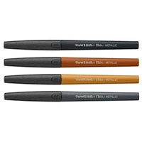 Paper Mate Flair Pens, Metallic Felt Tip Pens, City Lights, Glittery Ink Shines on White Paper, Assorted Colours, 4 Count
