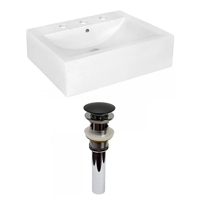 American Imaginations -in. W Above Counter White Bathroom Vessel Sink Set For 3H8-in. Center Faucet AI