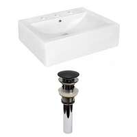 American Imaginations -in. W Above Counter White Bathroom Vessel Sink Set For 3H8-in. Center Faucet AI