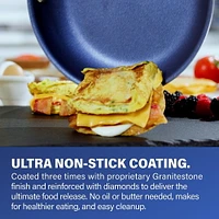 Granitestone 10" Blue Nonstick Frying Pan with Ultra Durable Mineral and Diamond Triple Coated 100% PFOA Free, Granitestone 10" Blue Nonstick Frying Pan